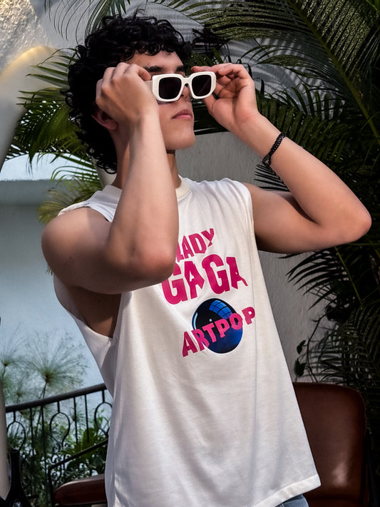 Camisilla de Algodón Peinado - Artpop Lady Gaga (Blanca)