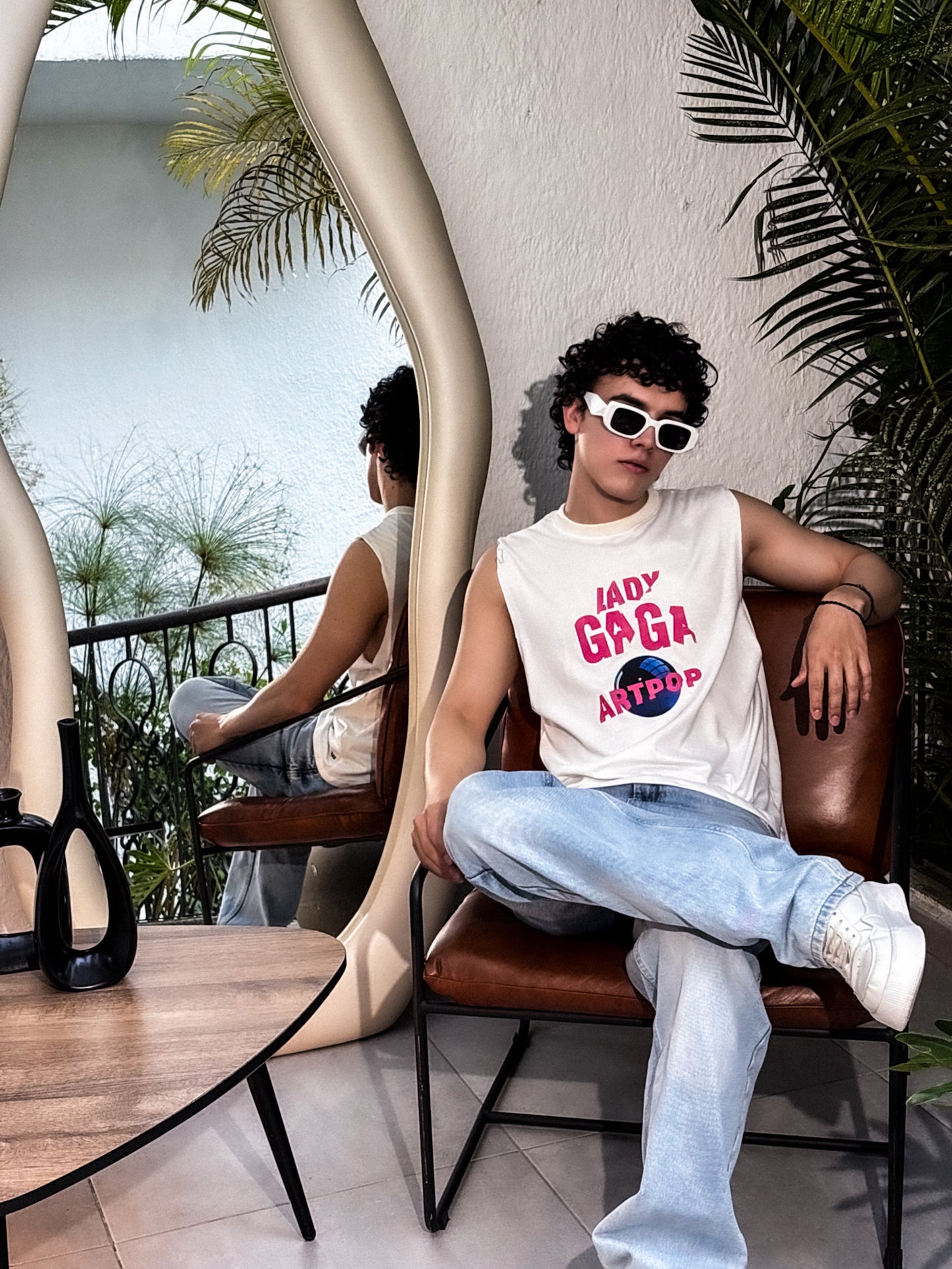 Camisilla de Algodón Peinado - Artpop Lady Gaga (Blanca)