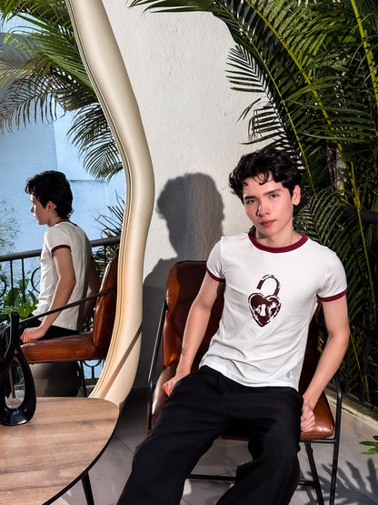 Ringer Tee Cage in Heart | Lanilla Licrada