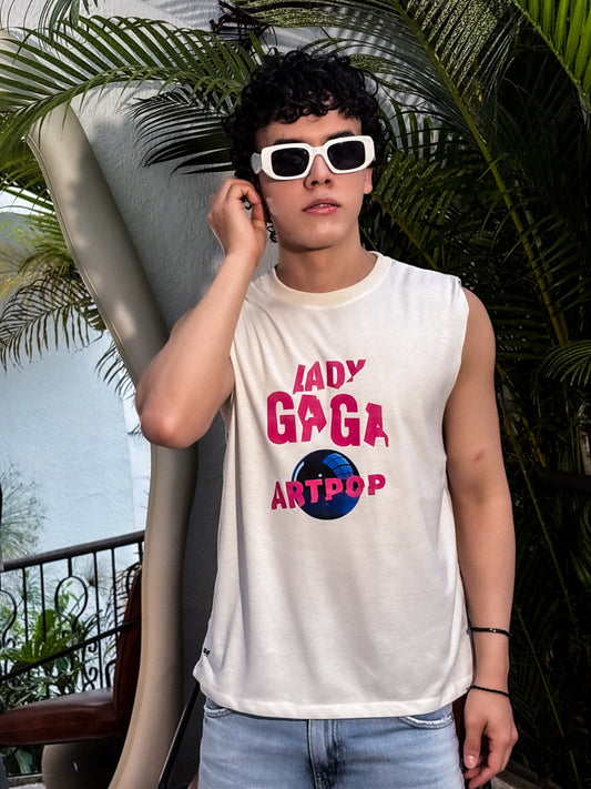 Camisilla de Algodón Peinado - Artpop Lady Gaga (Blanca)