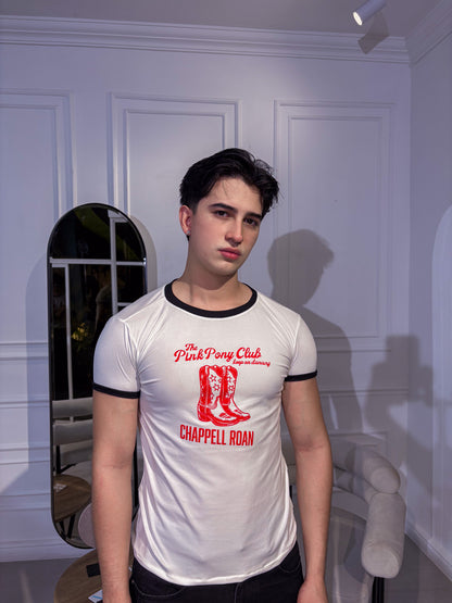 Ringer Tee Lanilla Licrada - Chappell Roan (Blanca con Ribs Negros)