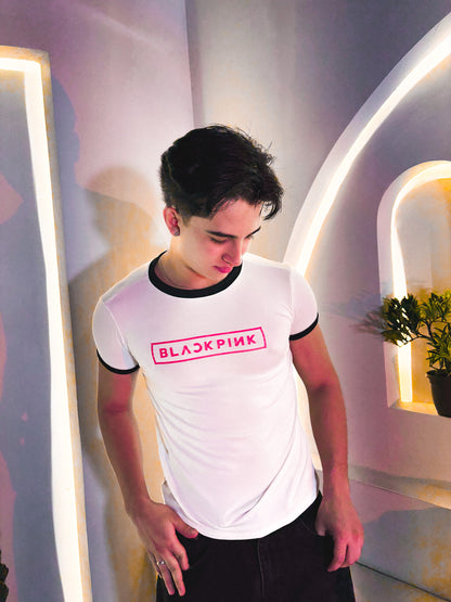 Ringer Tee "Blackpink" - Edición Limitada (Blanca con Ribs Negro)